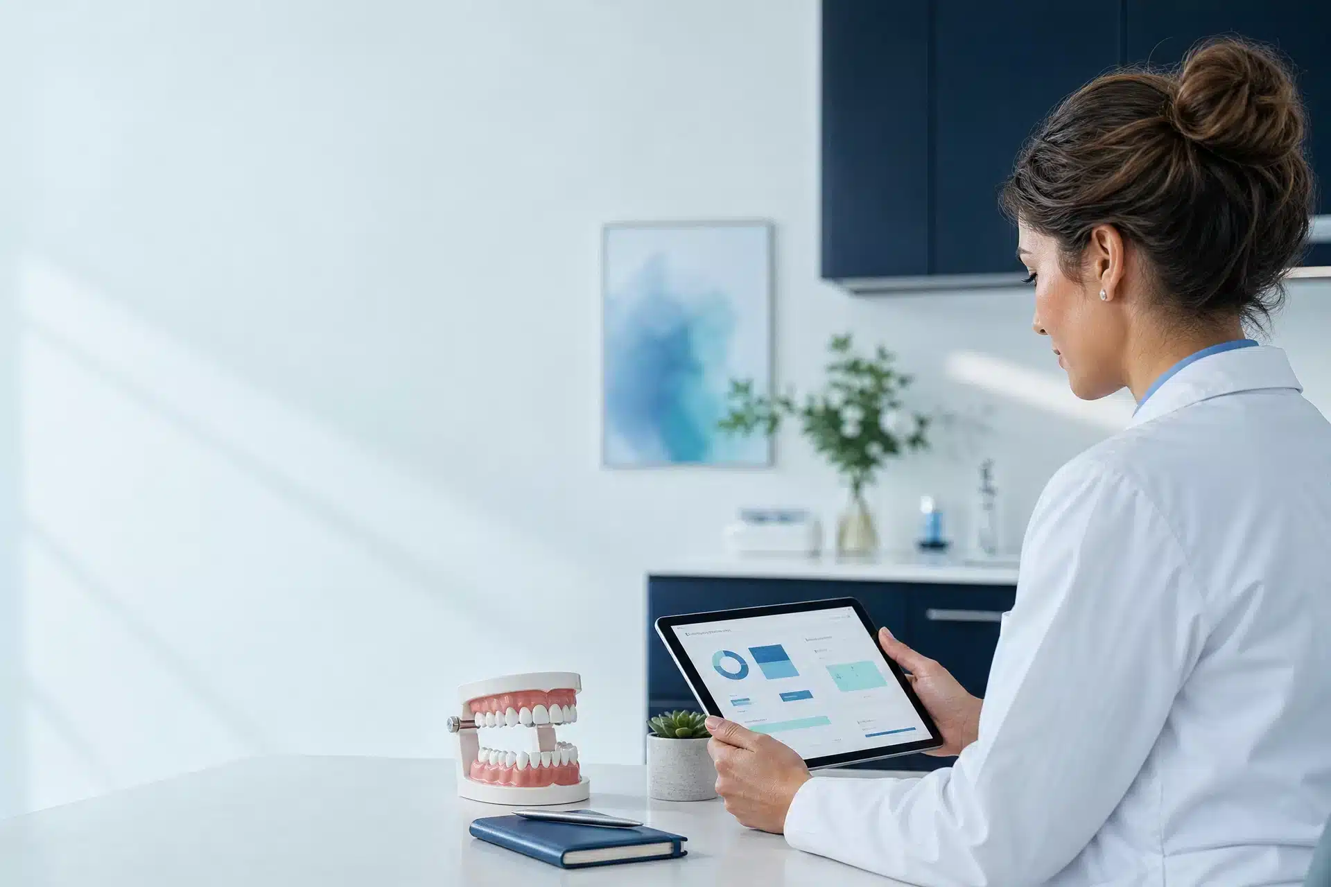 Dentist reviewing a clinical case